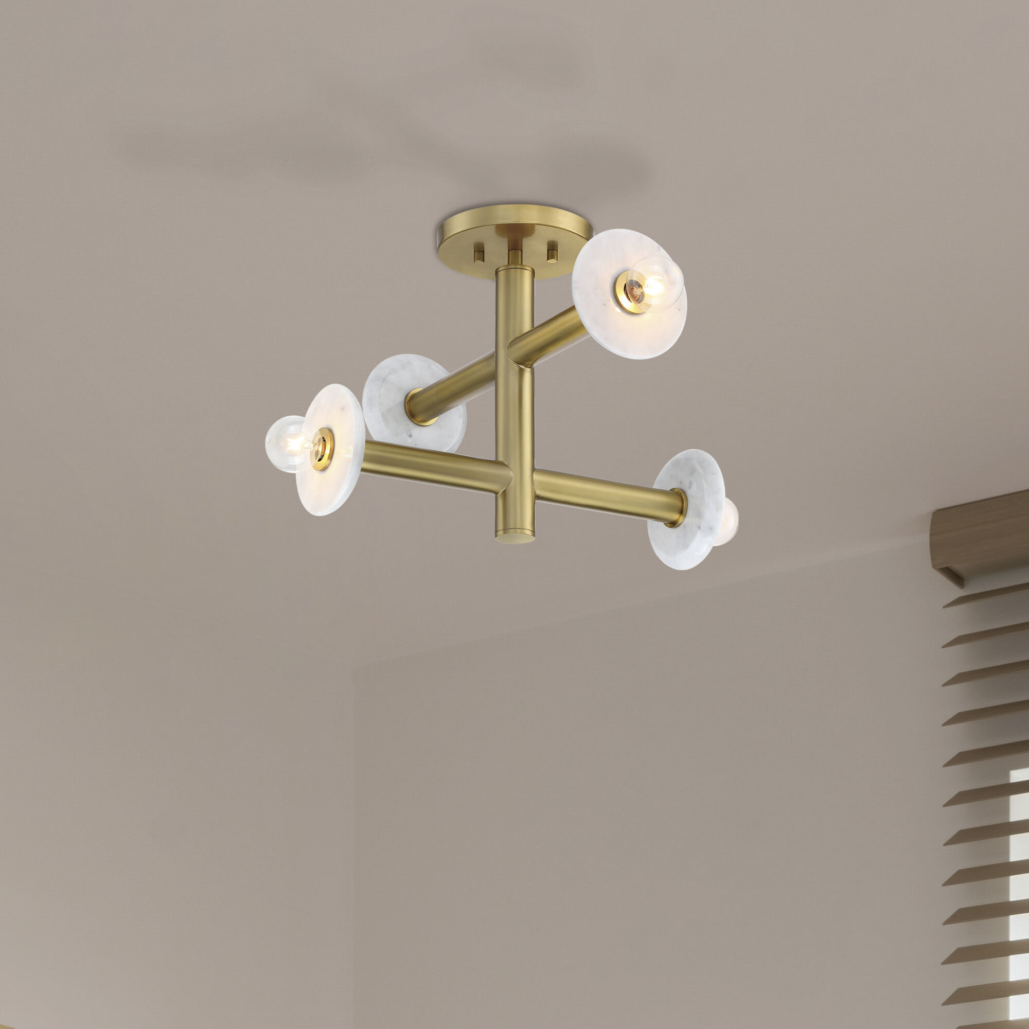 Fina 4 Light 16 inch Brushed Gold Semi Flush/Convertible Ceiling Light